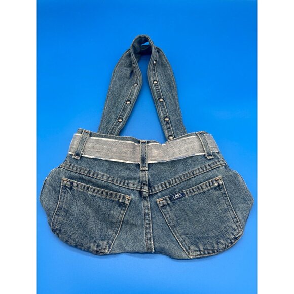 Denim Handbag With Silver Accents & Shoulder Strap - Picture 2 of 3